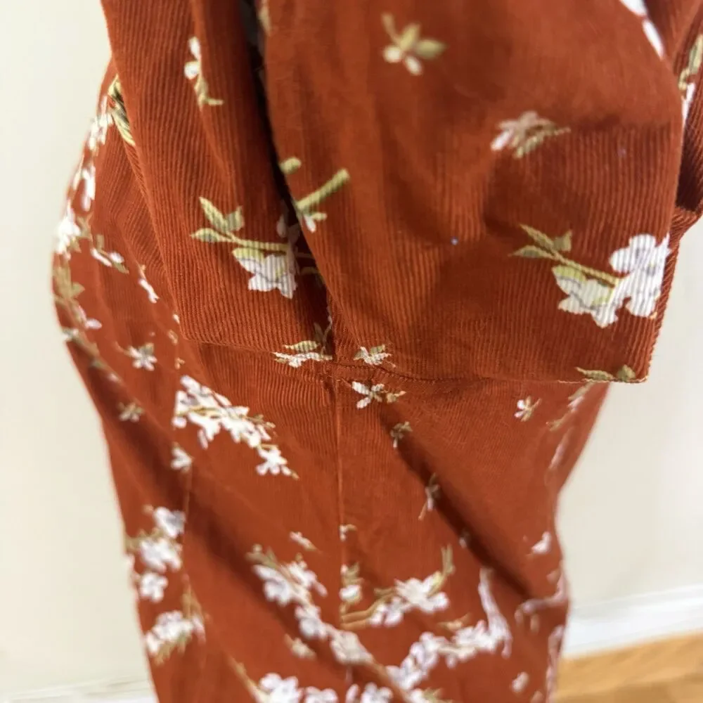 Madewell Corduroy Shirred-Sleeve Button-Front Top Farmstand Bouquet Rusty S Fall